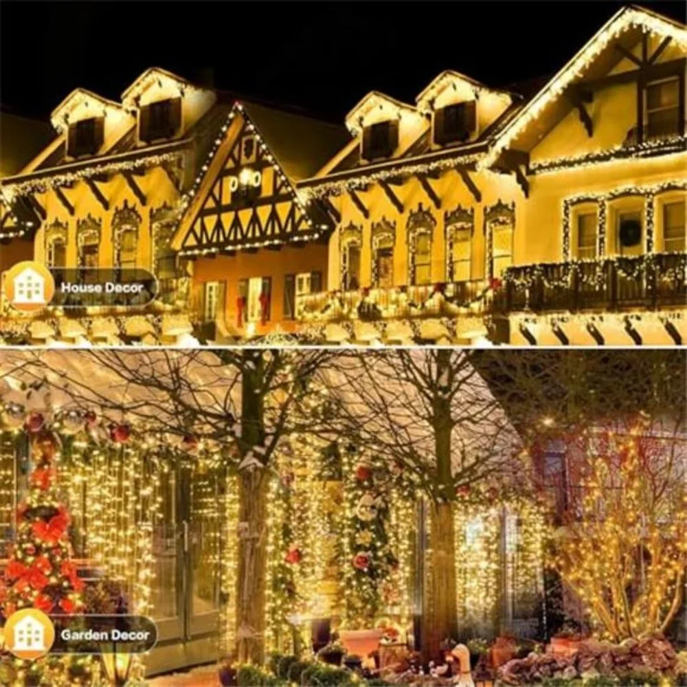 6 Pack 600 LED Solar String Lights 236FT Waterproof Outdoor Warm White